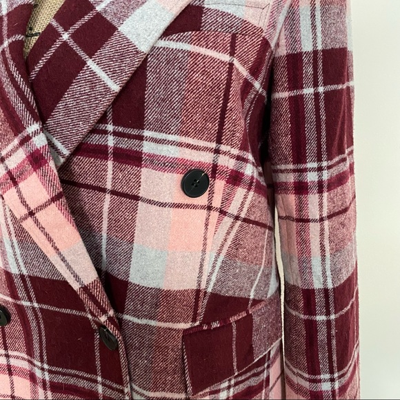 NWT 7 For All Mankind Plaid Oversized Boyfriend Wool Blazer Jacket Pea Coat - Picture 3 of 10